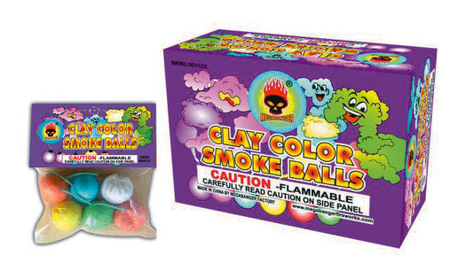Assorted smoke balls, clay